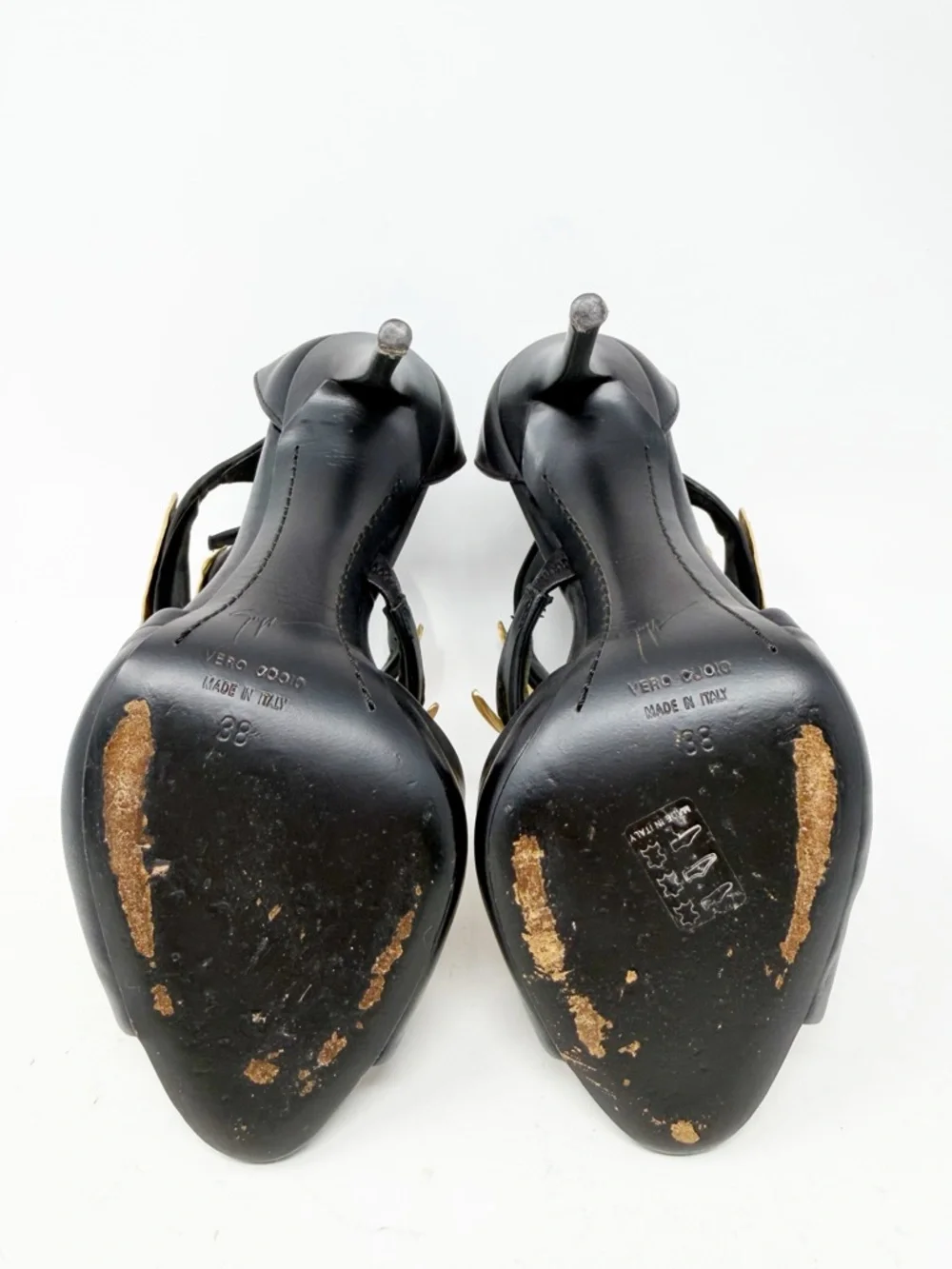 Giuseppe Zanotti Gold Leaf Wrap Sandal Heels Womens Size EU 38
